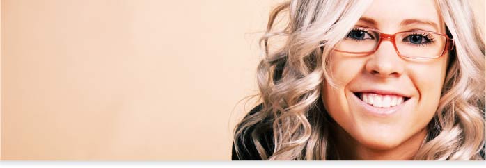 main image of a woman in glasses